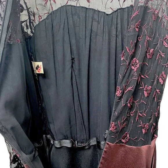 PAMELA DENNIS Couture Silk Evening Gown Sz 10 Formal Long Dress Burgundy Black - Picture 16 of 16